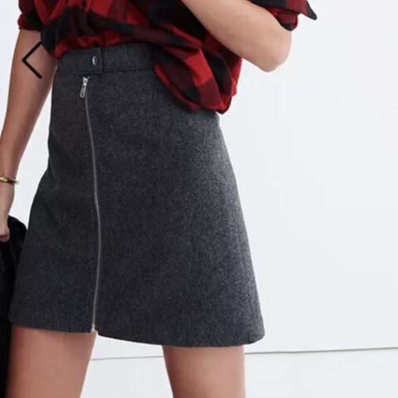 Madewell Gray Wool Blend Studio Zip A-Line Skirt Style F9118 Size 4 - Picture 1 of 9